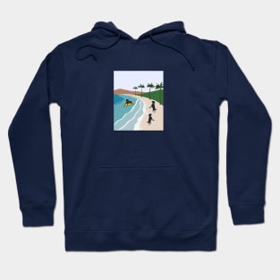 Black Labrador Dog on Paradise Beach Vacation Hoodie